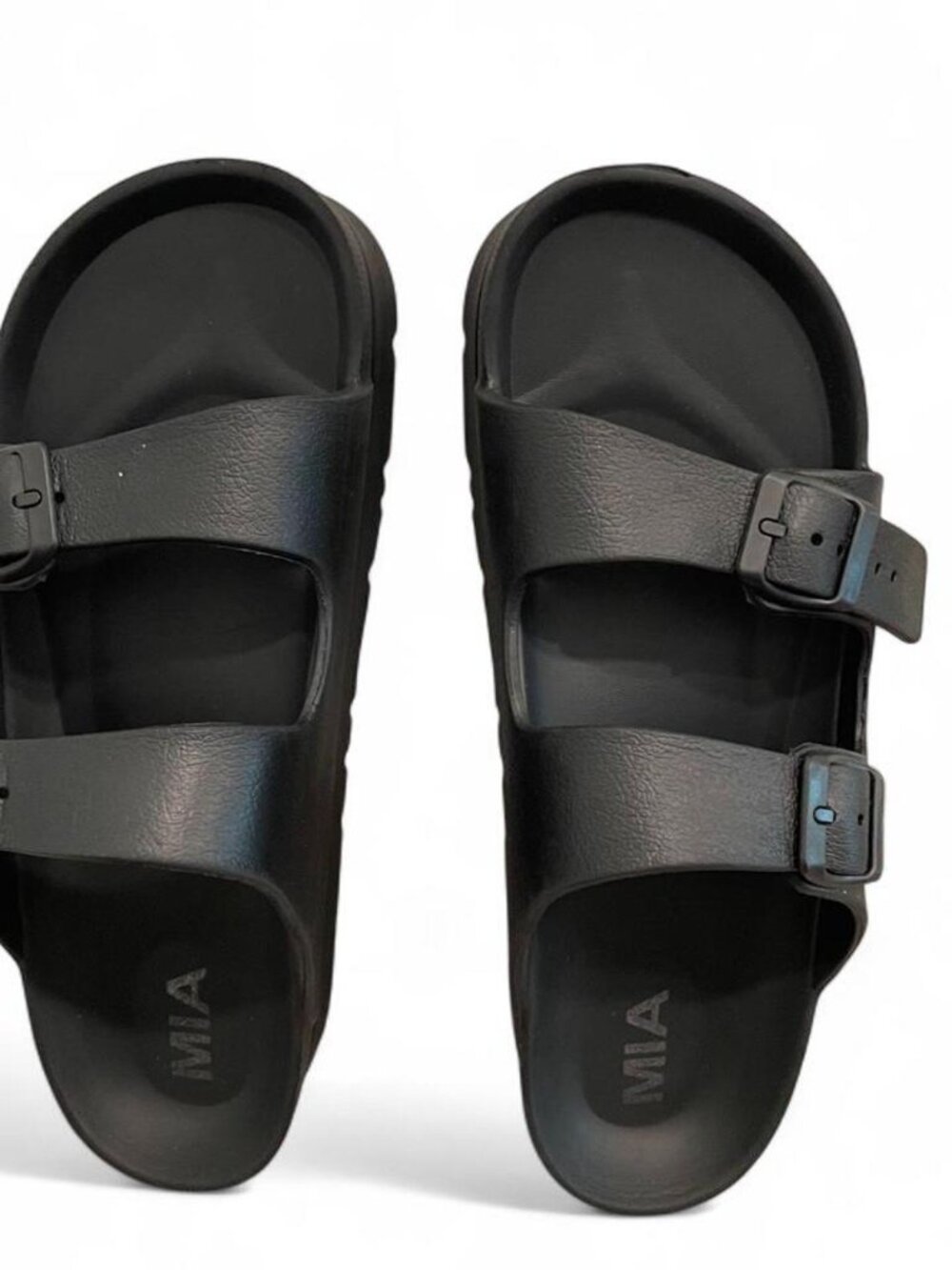 MIA Jasmin Black Double-Buckle Slides | Size 9